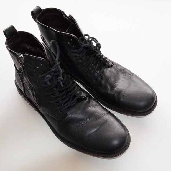 John Varvatos USA Barrett Multi Eyelet Lace Black Leather Boots EUC! - Picture 1 of 8